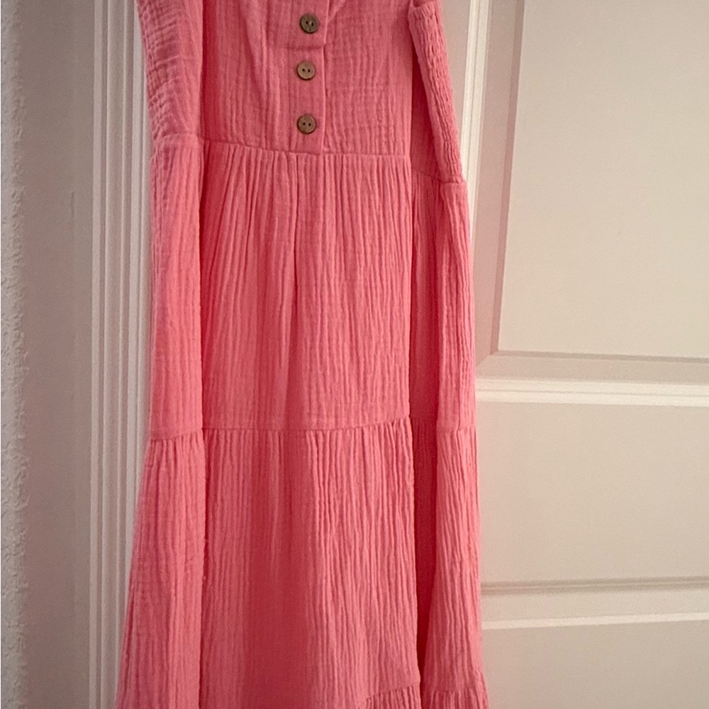 Forever 21 Girls Pink Tiered Buttoned Sundress